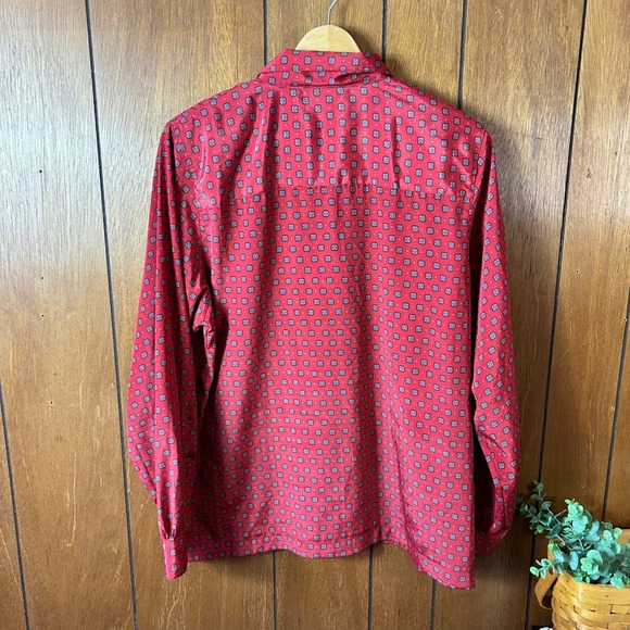 Vintage Alfred Dunner Red Geometric Print Button Up Long Sleeve Blouse Career - Picture 10 of 10